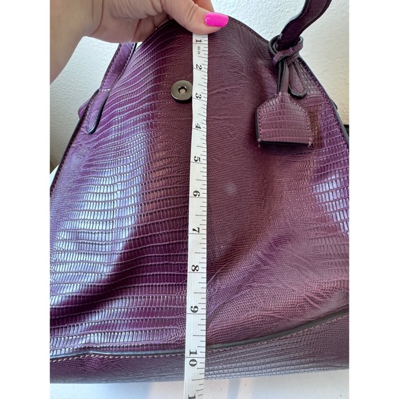 Danielle Nicole Tote Bag Women Large Purple Faux Lizard Embossed Structured Chic - Picture 9 of 14